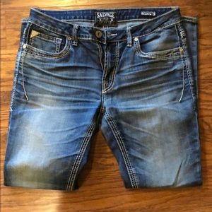 Men Salvage Jean 34R worn in